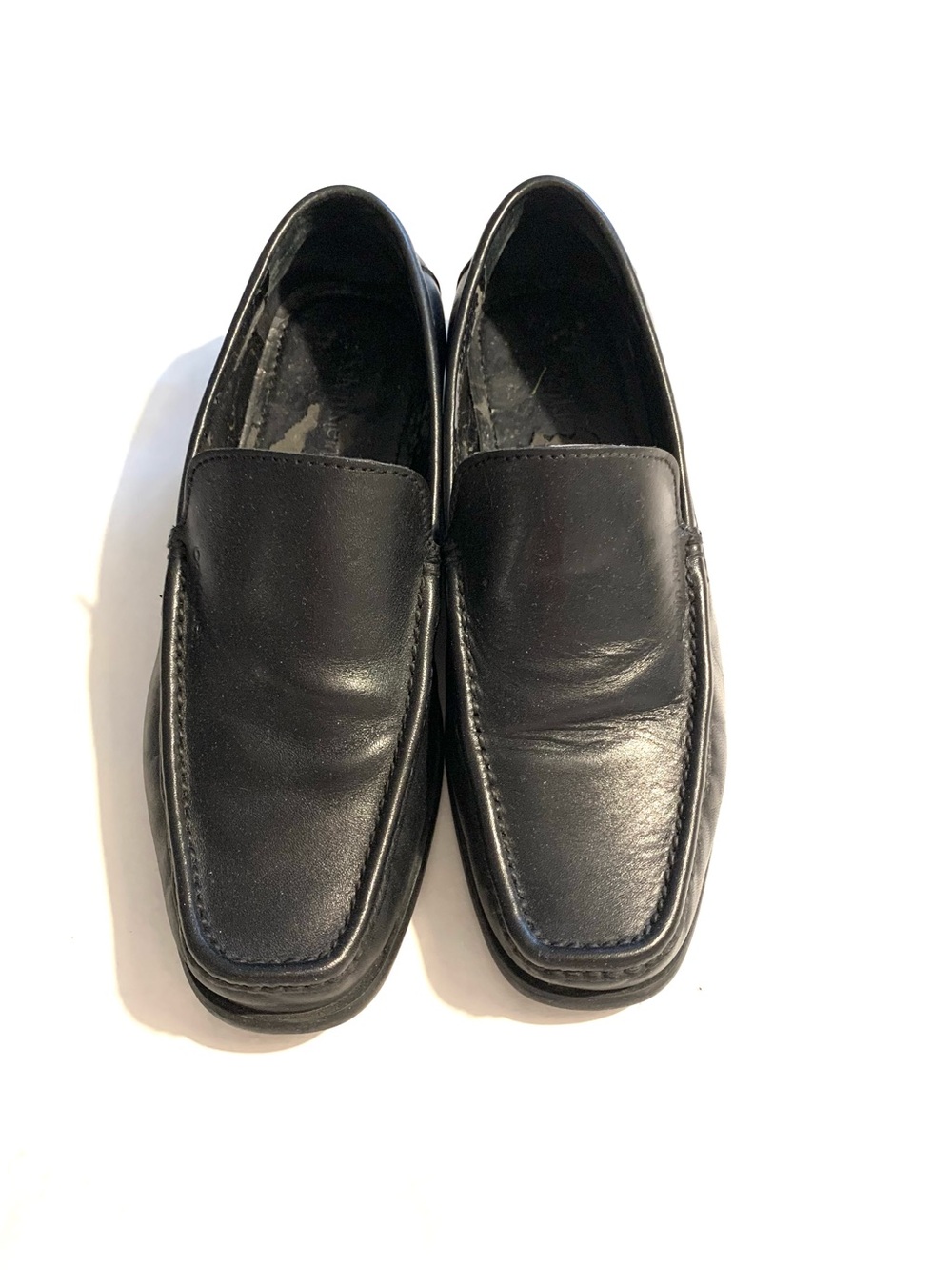Calvin Klein Black Leather Slip-On Loafers
